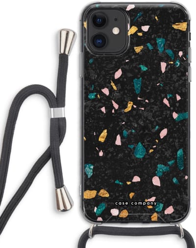 Case Company® - Hoesje met koord geschikt voor iPhone 11 hoesje met Koord - Terrazzo N°10 - Telefoonhoesje met Zwart Koord - Bescherming aan alle Kanten en Over de Schermrand