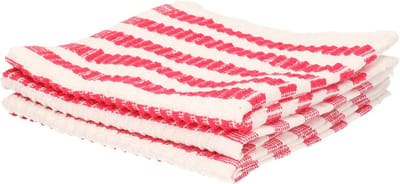 6x Stuks badstoffen vaatdoeken - rood / wit - vaatdoekjes/dweiltjes/ schoonmaakdoekjes 34 cm