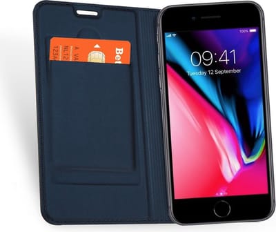 Hoesje geschikt voor Apple iPhone 8 Plus - Kunstlederen Wallet Hoesje Blauw - 360 Graden Beschermend Telefoonhoesje
