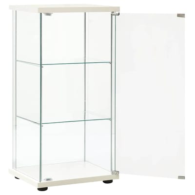 vidaXL - Vitrinekast - gehard - glas - wit