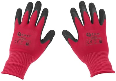 GEKO Roze werkhandschoenen - latex coating - maat 7 - slijtvast - 12 stuks