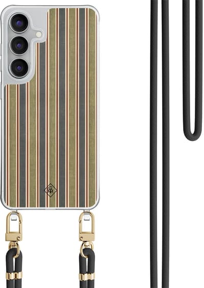 Casimoda® hoesje met zwart koord - Geschikt voor Samsung S25 FE - Urban Stripes - Afneembaar koord - TPU/polycarbonaat - Multi