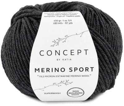 Katia Concept Merino Sport - 402 antracietgrijs - Wol Garen