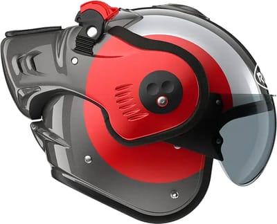 Roof Boxer V8 Alpha Focus Red Silver - Systeemhelm - Maat XS - Boxer helm - Motorhelm - ECE 22-06 gekeurd