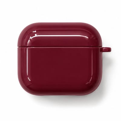 Enluxe Case geschikt voor Airpods 4 - Glanzend Bordeauxrood - Strak Hardcase Hoesje, Schokbestendig