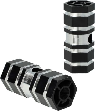 2 voetsteunen voor fiets, BMX, mountainbike, 6,5 x 2,5 cm, zwart