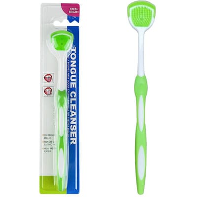 1 pièce Racloir à Langue en Silicone Nettoyeur Buccal Haleine Fraîche Outil de Soin d'Hygiène Buccale pour l'Élimination et le Nettoyage du Revêtement Lingual vert