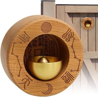 Deurbel - Entree bel - Welkom gasten - Magnetisch ontwerp - 10.4 x 10.2 cm - Hout messing