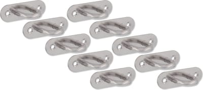 AMIG set van 10 Oogplaten - RVS AISI 316 - Marine Kwaliteit - 80 x 26 / Ø8mm - Oog op plaat bevestiging voor Karabijnhaak Musketonhaak - Mastoog - Oogplaat