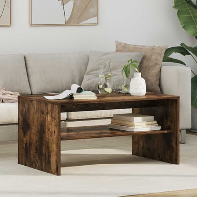 vidaXL - Salontafel - Rook - Eiken - 80 - x - 50 - x - 40 - cm - Bewerkt - hout