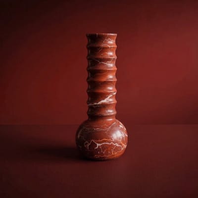 Marmeren Vaas Ribbel Rood