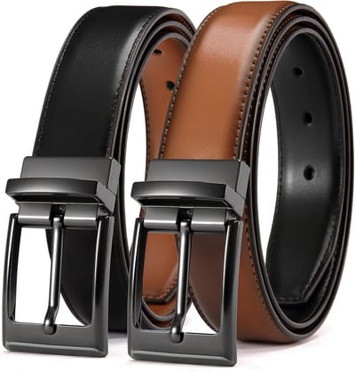 Heren Riem Leren 1 Stuk, Herenriem Omkeerbare Zwart Bruin 32mm, Draaibare Gesp voor Pakken en Casual Jeans
