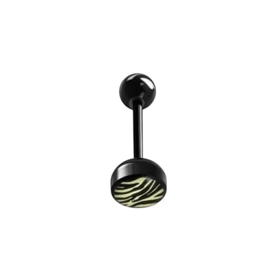 Aramat Jewels | Tongpiercings | Bioplast Tongpiercing met Dierenhuid Motief | Panter-Groen | |8mm | Kunststof | Volwassenen | Verkleurd niet