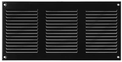 Ventilatierooster 300x150 mm - Zwart Metalen Luchrooster met Insectenbescherming