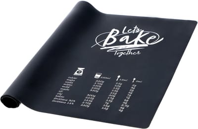 KADAX Siliconen bakmat, 60 x 40 cm, anti-aanbak, antislip, deegmat, hoogwaardige siliconen mat, bakonderlegger, uitrolmat voor brood, pizza, macarons, herbruikbaar (zwart)