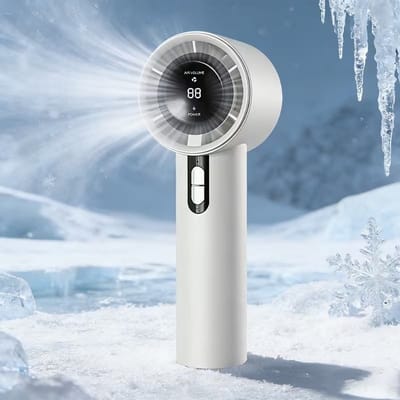 Draagbare handventilator met digitaal display - USB-oplaadbaar - 1800 mAh - Compact voor op reis, bureau of slaapkamer