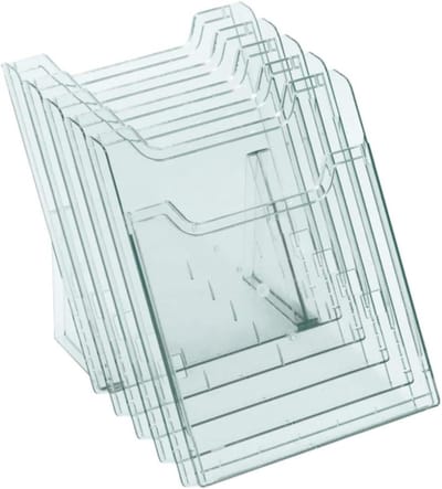 Brochure Display - Flyer Houder Wand - Kantoor Organiseren - 5 Vakken Transparant - A4 Verticaal - Kristal