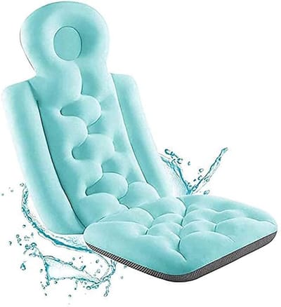 Badmat Badkussen - Antislip Kussen - Ontspannen in Bad - Ergonomische Ingebouwde Kussens - 93x40cm - Blauw