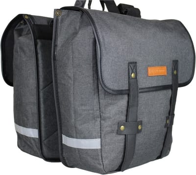 Dubbele fietstas grijs/zwart - Kleine fietstas dubbel - Fietstassen Waterdicht - 23 liter - Fluorescerend - Stevige fietstas