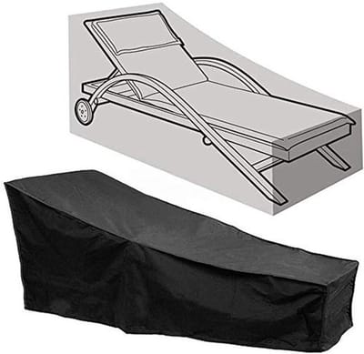 Dailygoods- Overtrek Tuinligstoel Waterdicht - Oxford-Stof 420D - Bescherming tegen Vocht/UV - Opbergtas Inclusief - Scheurbestendig - Zwart 208x76x79 cm - Tuinmeubelhoes
