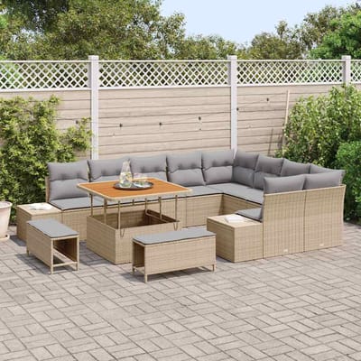 vidaXL - Tuinbank - Set - 12 - st - 11-Aantal - zitplaatsen - Beige - Poly - rattan