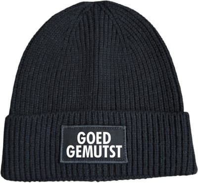 Goed gemutst wintermuts rib gebreid zwart | wit - soBAD. | Unisex | Skimuts | Muts | Kou | met grappige tekst | Winter | Beanie