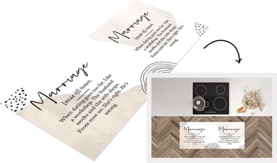 Keukenloper - Loper keuken - Woordenboek - Trouwen - Quotes - 120x50 cm - Keukenloper vinyl