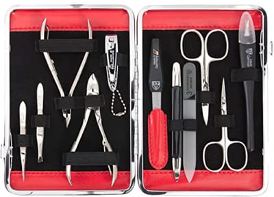 11-delig manicure- en pedicure set in stevig frame etui - perfect voor nagelverzorging