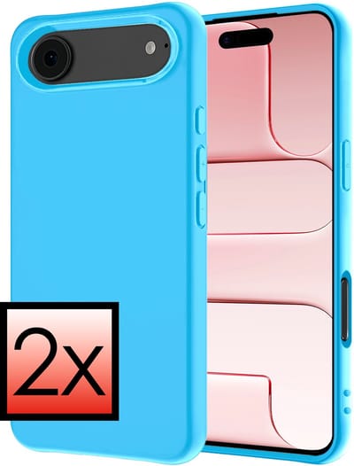 Hoesje - 2 Stuks - Geschikt voor Apple iPhone Air - Sterk & Shockproof - Case Siliconen - Back Cover - Telefoon Hoes - Lichtblauw