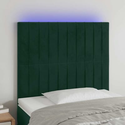 vidaXL - Hoofdbord - LED - 80x5x118/128 - cm - fluweel - donkergroen