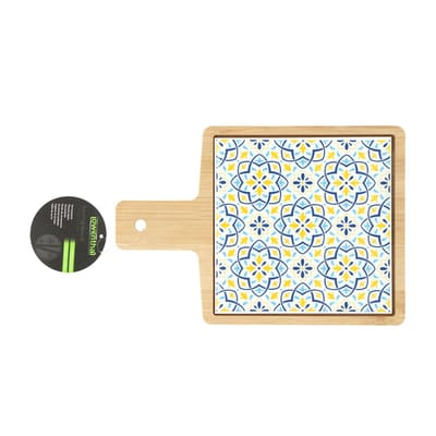 Serveerplank bamboe keramiek multicolor - stijlvolle hapjesplank keuken.