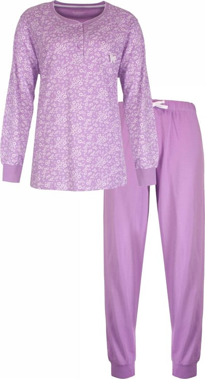 Tenderness Dames Pyjama Set - 100% Gekamde Katoen - Paars - Maat S