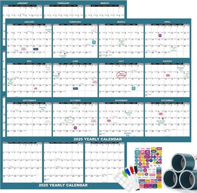 Grote Wandkalender 2025 - Jaarkalender voor Thuis en Kantoor