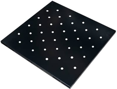 Mega-M Professioneel RACK Legbord 1U - 19 Inch - 48,5x65 cm - Geperforeerd Staal - Voor 1000 mm Diepe Serverkasten - Zwart - 4-punts Bevestiging