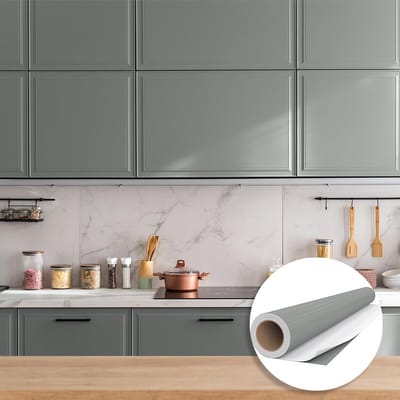 Waterdichte zelfklevende vinylfolie op rol per meter - Afwasbare sticker voor keuken, meubels, kasten, deuren - 60 cm x 30 m - Duifgrijs