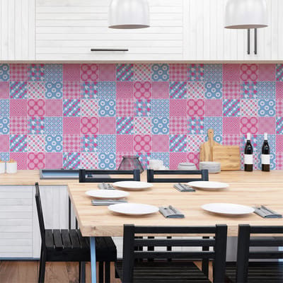 Zelfklevende tegelmuurstickers voor keuken en badkamer - 9 Scandinavische tegelstickers - 9 stickers 10x10cm