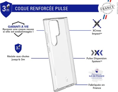 Force Case, Hoesje geschikt voor Galaxy S24 Ultra - PULSE Series met 3D Inserts & Anti-Shock, Transparant