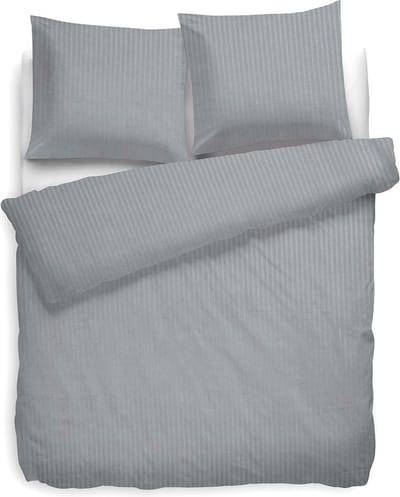 Heckett & Lane Uni Stripe Dekbedovertrek - Eenpersoons - 140x200/220 cm - Licht Grijs