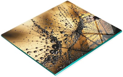 Glazen snijplank met decoratieve paardenbloemmotief, 60x52 cm