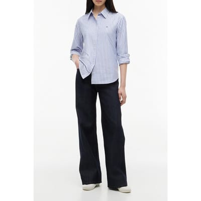 Tommy Hilfiger Regular Oxford Shirt Noble Blue/stripe Größe: L | Business hemden Outlet | Damen | Blau