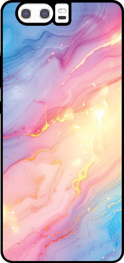 Smartphonica Telefoonhoesje Geschikt voor Huawei P10 met Regenboog Glitter Marmer Opdruk - TPU Backcover Case Rainbow Glitter Marble Design geschikt voor Huawei P10