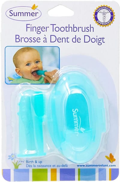 Zomerse vingerborstel voor baby met beschermhoes
