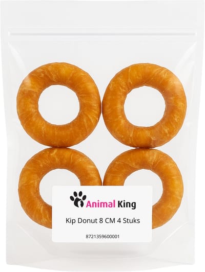 Animalking Kip Donut Hond - Hondensnacks - Kauwstaaf Hond - Kauwbotten Hond - Kauwring - 8 CM 4 Stuks