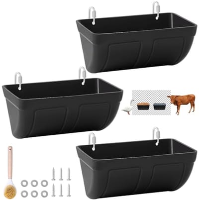 Hanging Feeder for Poultry and Livestock - 3-Pack Black - 5 Quart Capacity