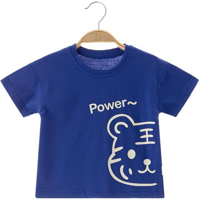 Baby Katoenen T-shirt met Korte Mouwen 0-3 Jaar Oude Jongen Babymeisje Halflange Mouwen Ultradunne Kinder Top Zomershirt Kinderkleding 90cm blue