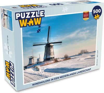 Puzzel Windmolens in een Nederlands landschap - Legpuzzel - Puzzel 500 stukjes