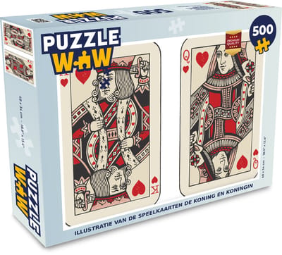Puzzel Illustratie van de speelkaarten de koning en koningin - Legpuzzel - Puzzel 500 stukjes