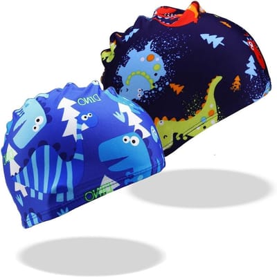 Dinosaur Zwemcap voor Kinderen van 4-10 Jaar, Waterdicht, Unisex, Comfortabel en Duurzaam
