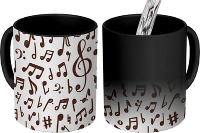 Magische Mok - Foto op Warmte Mokken - Koffiemok - Muzieknoten - Patronen - Muziek - Magic Mok - Beker - 350 ML - Theemok