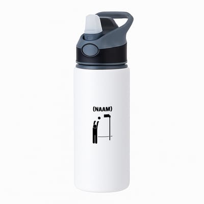 Hacebo® - Korfbal met eigen naam waterfles met rietje zwart - Sport - Korfballer - Sport - water fles - 650ML